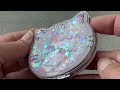 Козметично огледало с течен брокат, котка